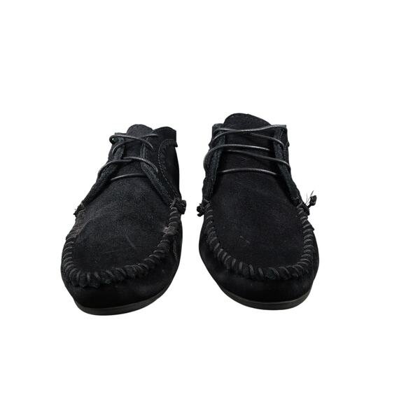 Minnetonka Shoes Womens 8 Moccasin Chukka Ankle Bootie Leather Black Lace Up - Picture 2 of 14